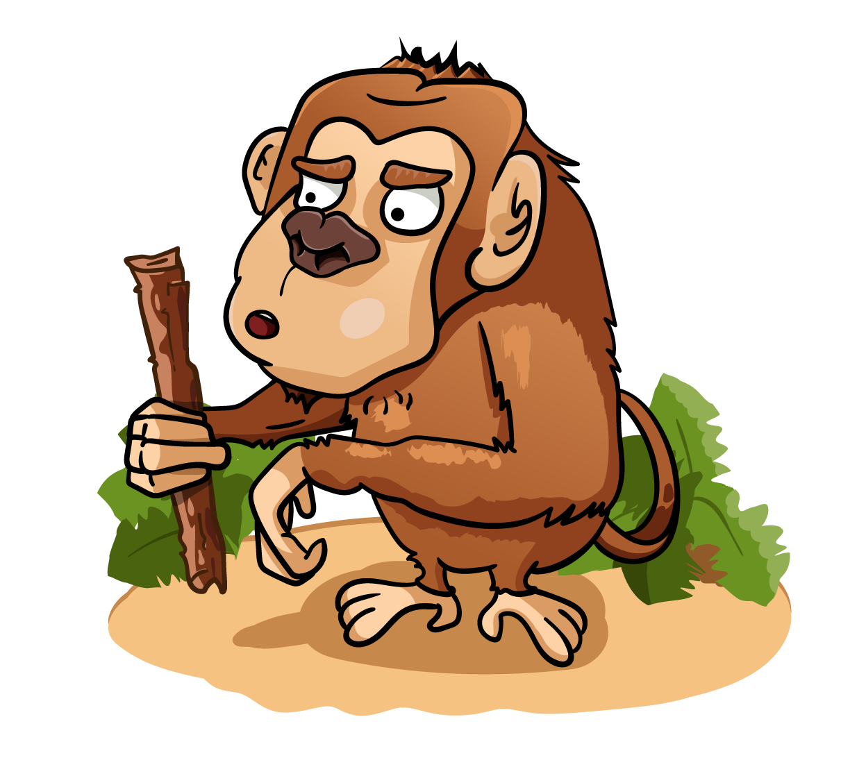 Affe mit Stock